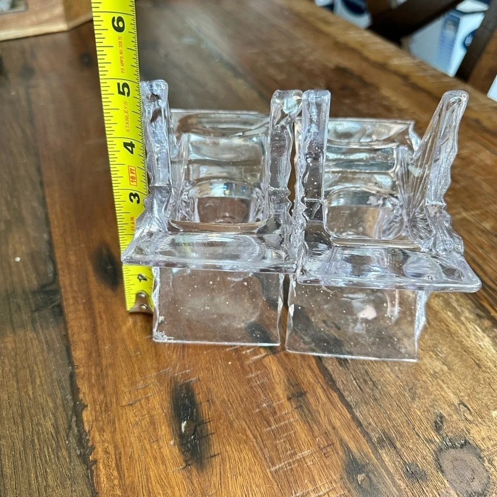 Vintage Pressed Light pink glass Star Shaped votive Candle holders Set of 2